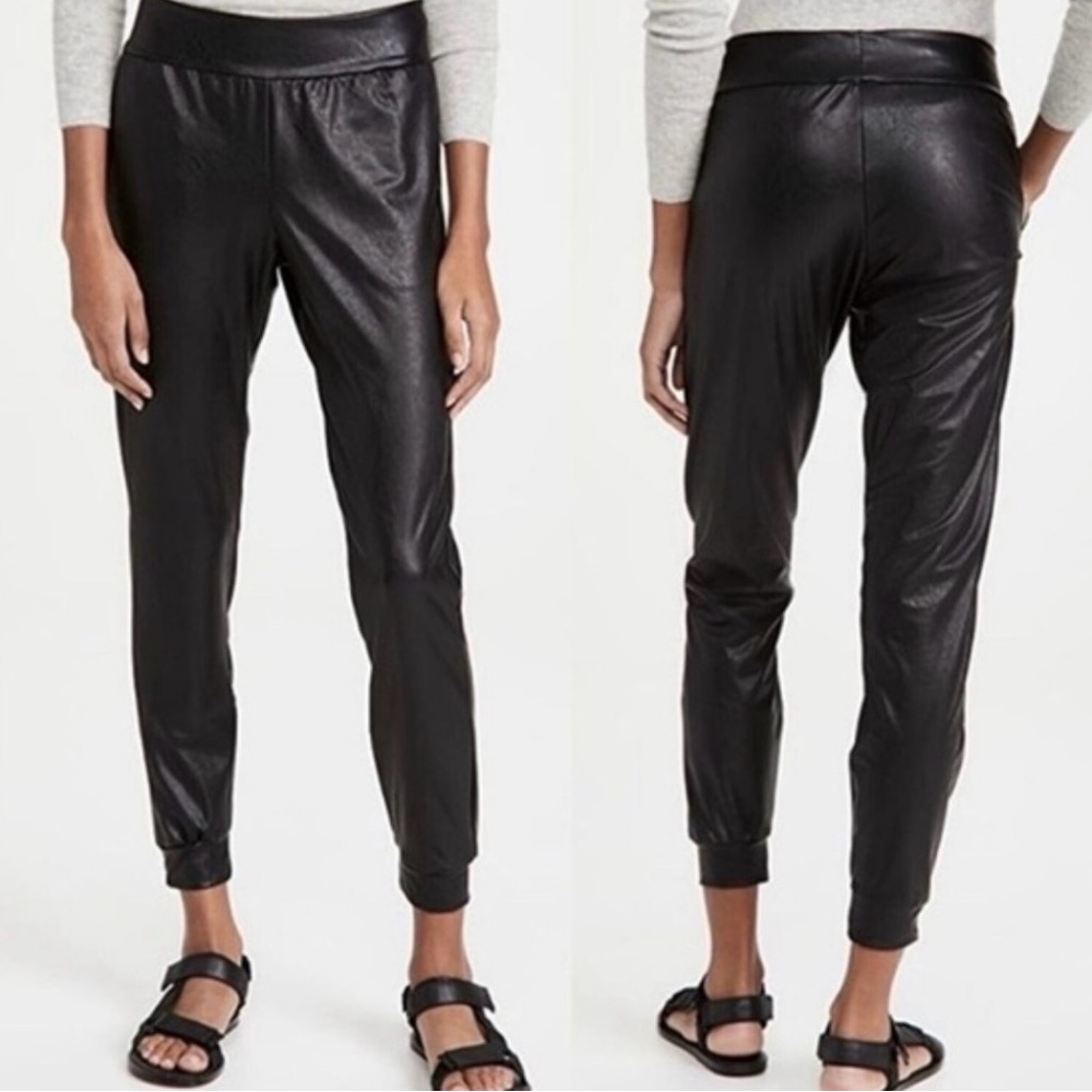 Commando Black Faux Leather Jogger Pants